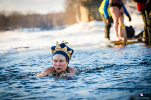 Winter swimming lady